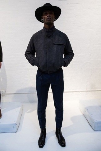 С чем носить шерстяной бомбер мужчине