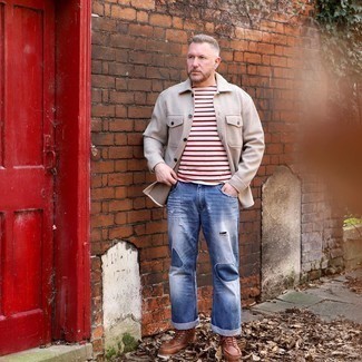 С чем носить шерстяную куртку-рубашку мужчине