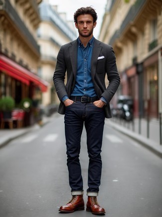 Как носить рабочие ботинки с джинсами мужчине