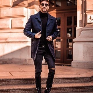 Как носить рабочие ботинки с длинным пальто