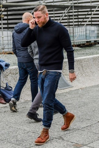 Как носить рабочие ботинки с водолазкой мужчине