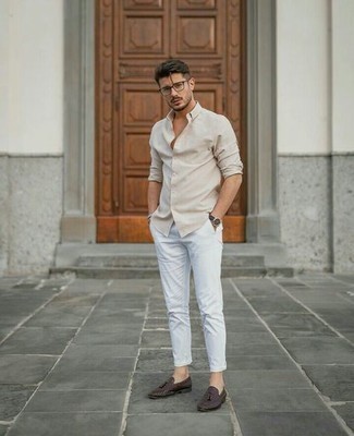 С чем носить кожаные плетеные лоферы с кисточками