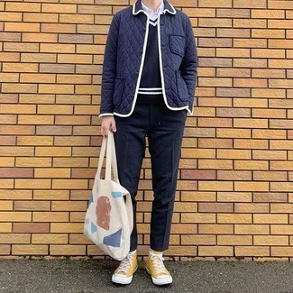 С чем носить желтые высокие кеды мужчине