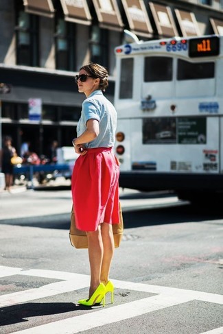 С чем носить желтые кожаные туфли