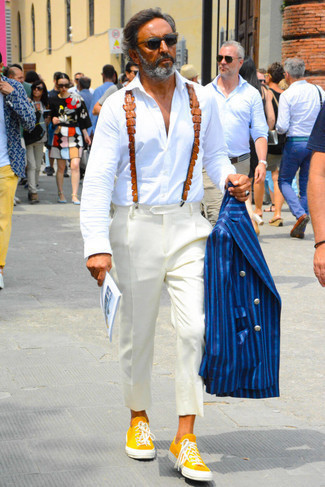 Какие пиджаки носить с желтыми низкими кедами мужчине