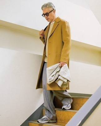 С чем носить желтое длинное пальто