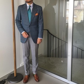 С чем носить желтый нагрудный платок с принтом