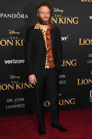 С чем носить желтую рубашку с принтом мужчине