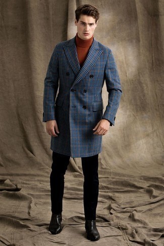 Как носить желтую водолазку с черными брюками чинос