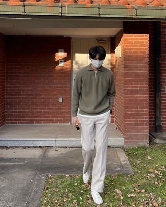 С чем носить свитер с воротником на молнии мужчине