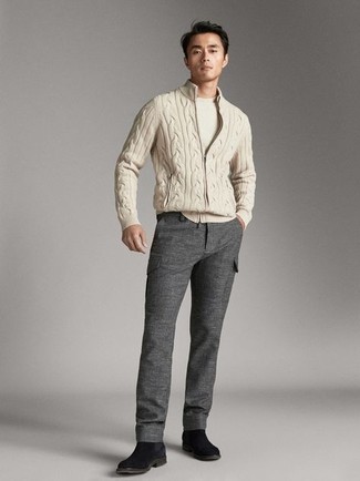 Как носить свитер на молнии с брюками карго