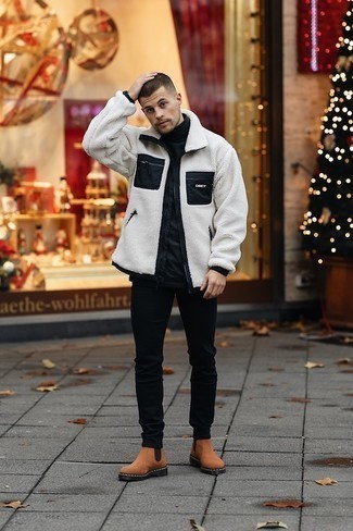 Как носить свитер на молнии с ботинками челси мужчине