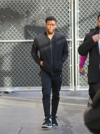 Как носить свитер на молнии с высокими кедами мужчине