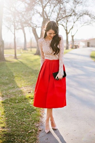 Красная пышная юбка от Asos