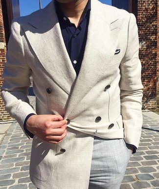 Мужской бежевый двубортный пиджак от Polo Ralph Lauren