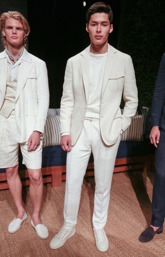 Мужские белые кожаные низкие кеды от Thom Browne