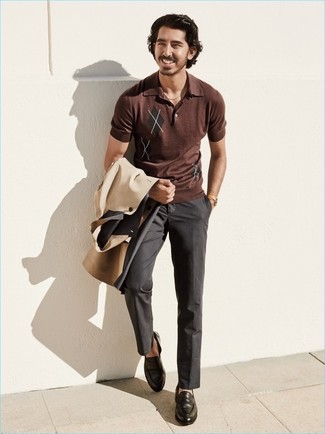 Мужская коричневая футболка-поло от Roberto Collina