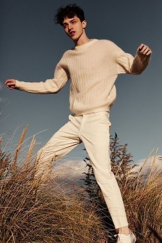 Мужские белые кожаные низкие кеды от Versace