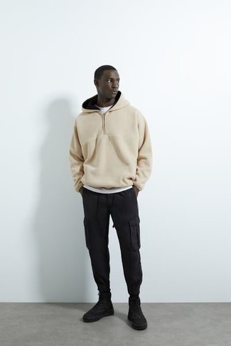Мужской бежевый флисовый худи от Calvin Klein Jeans