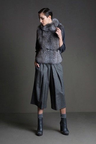Женские темно-серые шерстяные брюки от Brunello Cucinelli