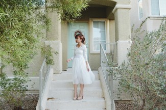 Белая юбка-миди из фатина от GUILD PRIME