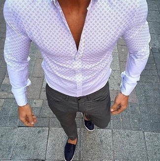 Мужская белая классическая рубашка с принтом от Barba