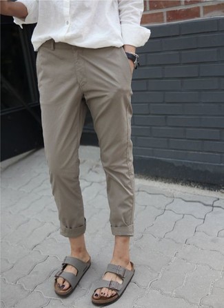 Женские светло-коричневые брюки чинос