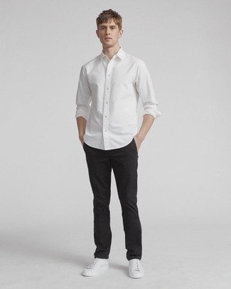 Мужские белые кожаные низкие кеды от Officine Creative