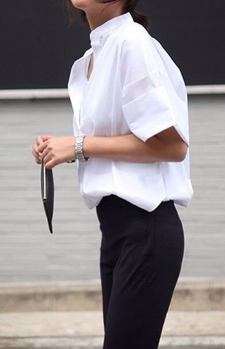 Женская белая рубашка с коротким рукавом от Alexander McQueen