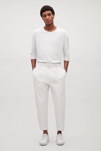Мужская белая футболка с длинным рукавом от Versace