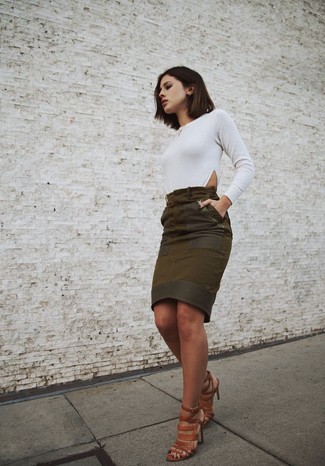 Оливковая юбка от Josh Goot