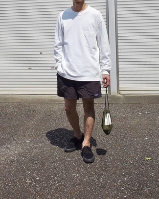 Мужская белая футболка с длинным рукавом от Yohji Yamamoto