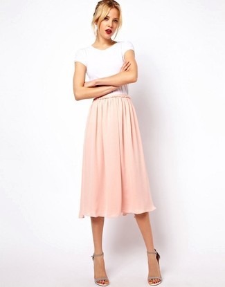 Розовая юбка-миди со складками от GUILD PRIME