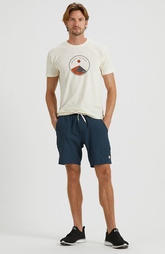 Мужская белая футболка с круглым вырезом с принтом от Emporio Armani