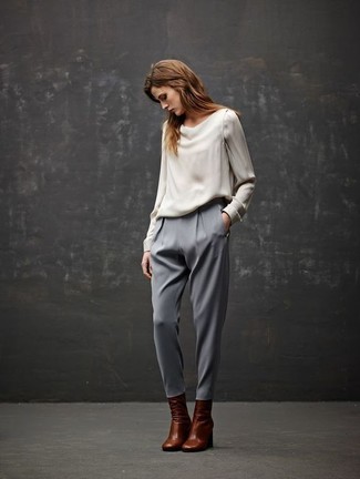 Женские серые брюки-галифе от UNIQUE21