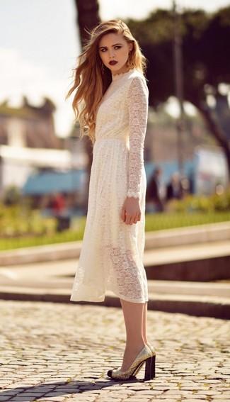 Белое кружевное платье-миди от Asos