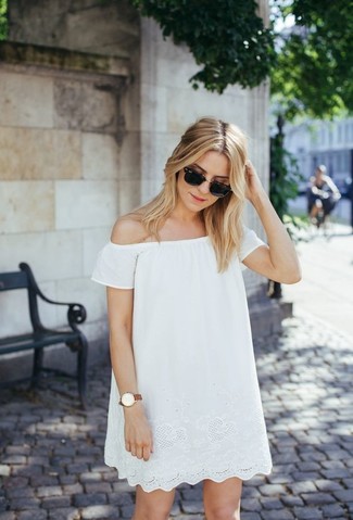 Белое кружевное свободное платье от Glamorous