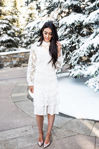 Белое платье зимой (70 фото)