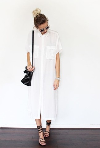 Белое платье-рубашка от Lela Rose