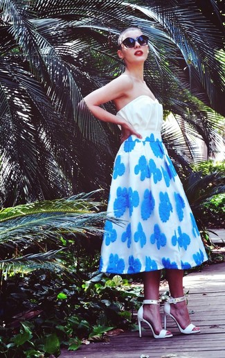 Голубая юбка с цветочным принтом от MICHAEL Michael Kors