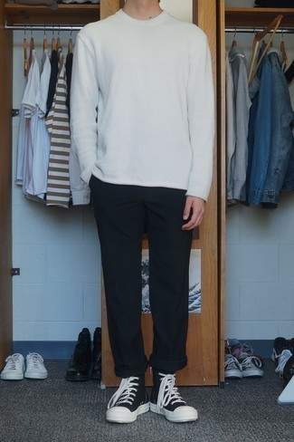 Мужской белый свитер с круглым вырезом от Maison Margiela