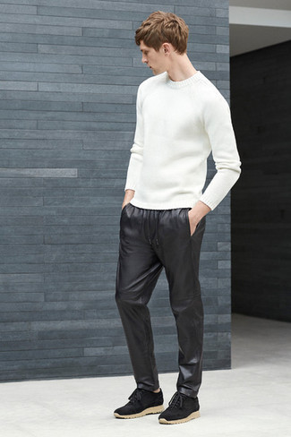 Мужские черные кожаные спортивные штаны от Philipp Plein