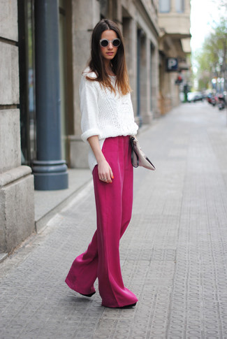 Ярко-розовые широкие брюки от Alberto Biani