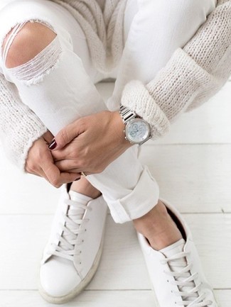Женские белые кожаные низкие кеды от Givenchy