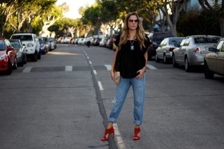 Красные замшевые босоножки на каблуке от Tabitha Simmons