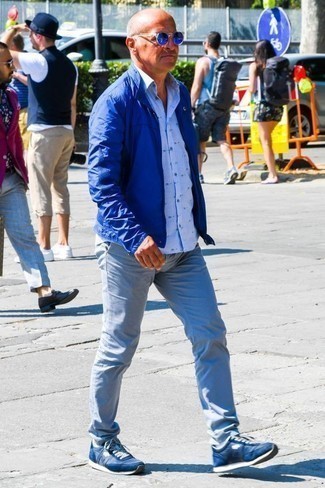Мужская голубая рубашка с длинным рукавом с принтом от Salvatore Ferragamo