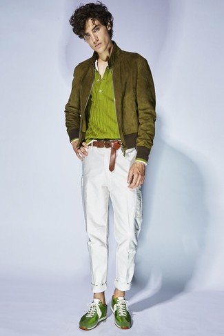 Мужские зеленые замшевые низкие кеды от Philippe Model