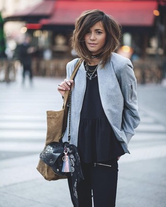 Женская темно-серая шерстяная куртка от Chalayan