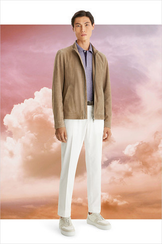 Мужская светло-коричневая замшевая куртка от Dunhill
