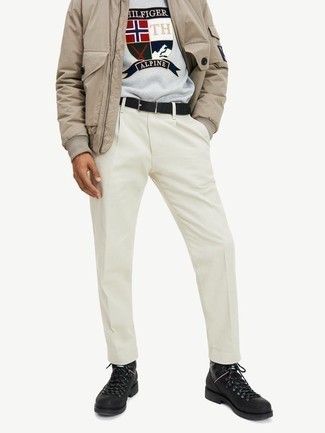 Мужская серая футболка с круглым вырезом с вышивкой от Kenzo